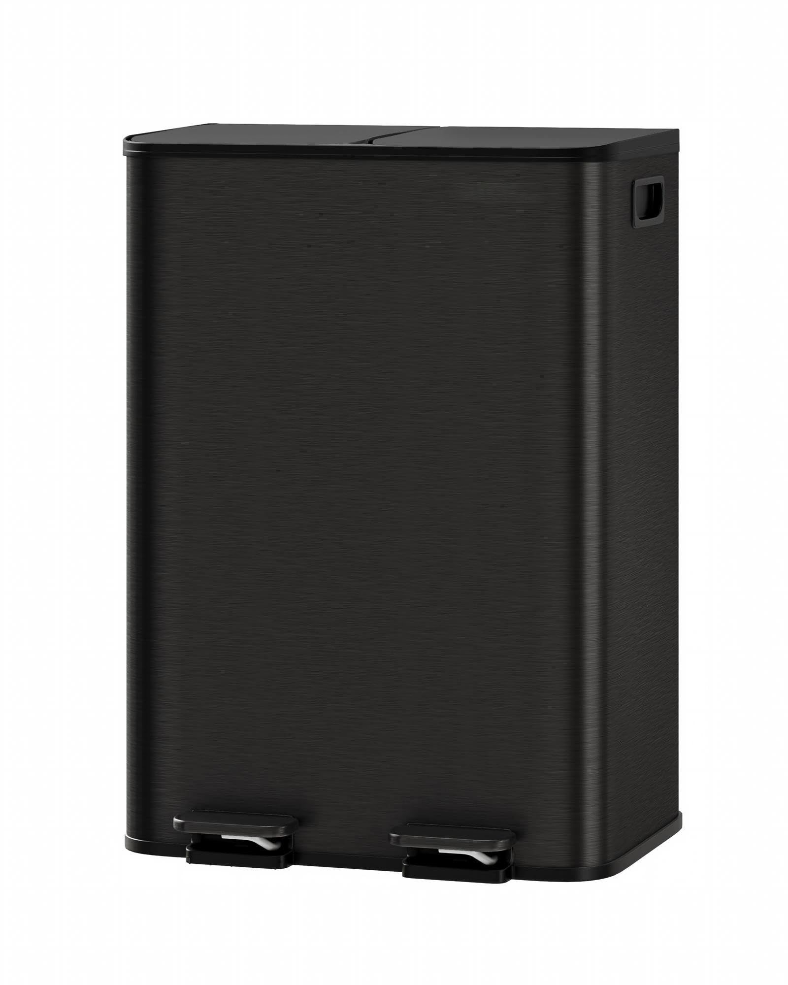 Doppel-Mülleimer Edelstahl - 60L Mattschwarz 2-Fach Mülltrenner | Mülltrennsystem Soft-Close Deckel, Anti-Fingerprint & Inneneimer. Geruchsdicht & Hygienisch Für Die Küche Büro