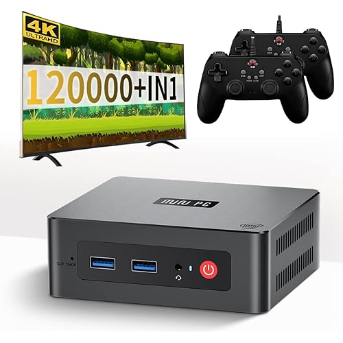 Super Console X PC Lite Game Console with 120000+ Games,GK55 Mini PC,Compatible with PSP/PS2/PS1/ARCADE/ATARI/SEGA/MAME,Win10 & Batocera 33 System in 1,4K Output,2.4G+5GWIFI,1000M LAN,128GB SSD