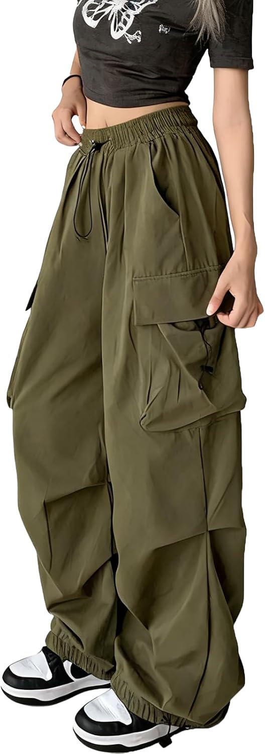 Eauptffy Baggy Pantaloni Cargo Donna Y2K Con Elastico In Vita Donna Parachute Pants Con Coulisse Pantaloni Donna Leggeri A Gamba Larga Streetwear Pantaloni Trouser Paracadutismo 124056187