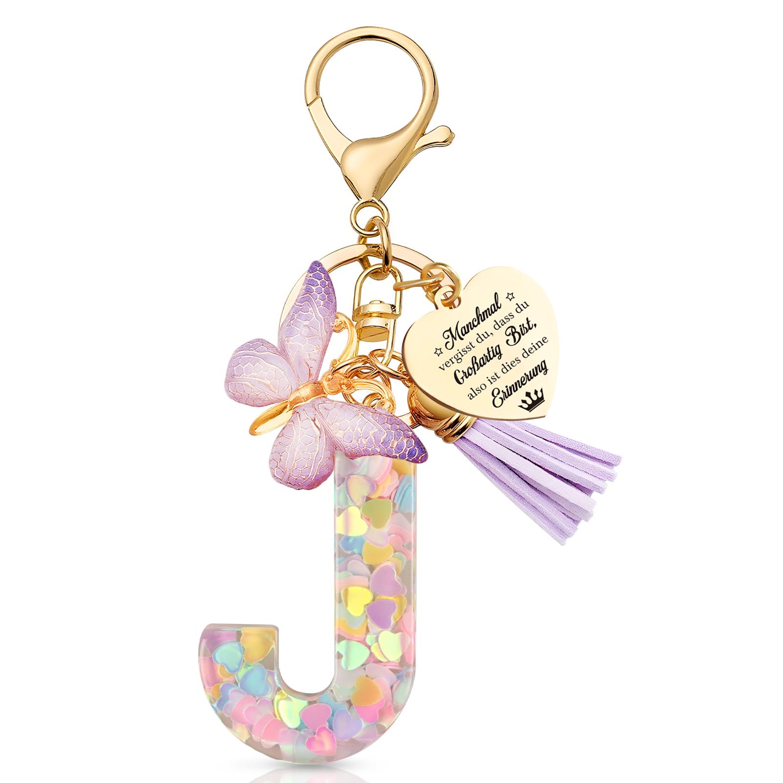 Anruzon Schlüsselanhänger Mädchen - Buchstabe Schlüssel - Anhänger Schmetterling Schlüsselanhänger - Weihnachten - Einschulung Geschenk - Keychain Geschenk für Kinder, Mädchen, Frauen