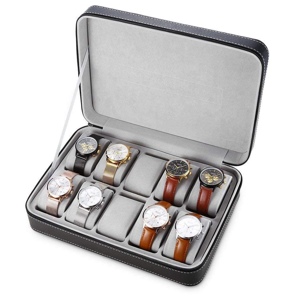 DR Mall Leather Watch Box, PU Leather 10 Slots Wrist Watch Display Box Storage Holder Organizer Portable Travel Zipper Watch Box. (B09TYTYS1T) Amazon Price History, Amazon Price Tracker