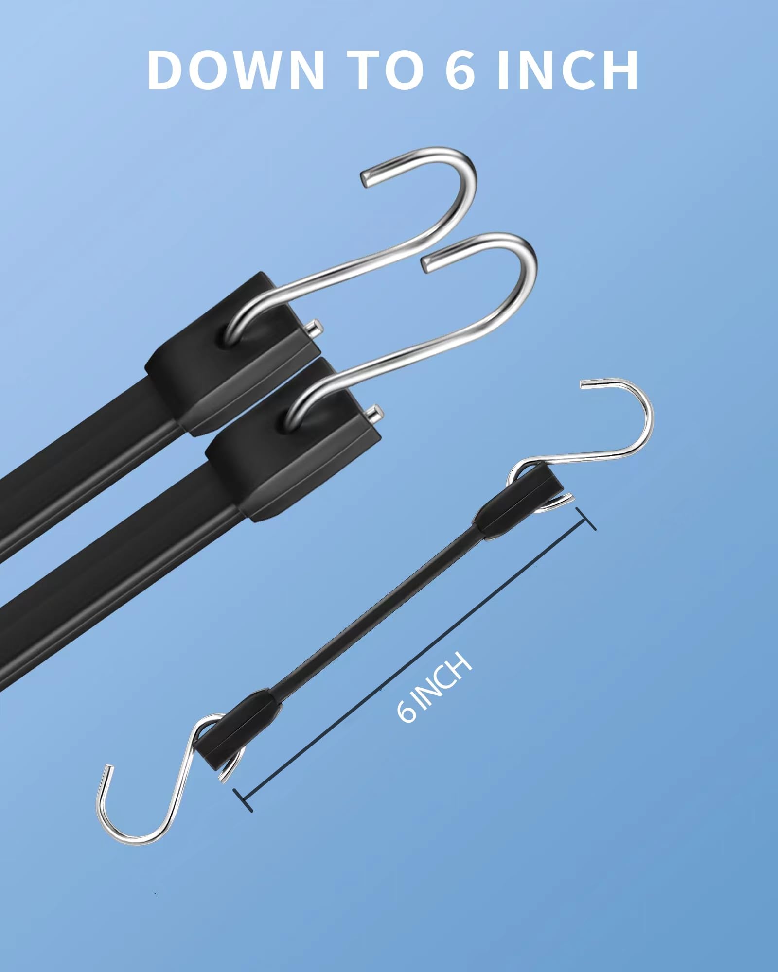 36 Bungee-Seile Schwarz – Verschiedene Längen 20–152 Cm, Mit Haken, Elastisch & UV-beständig