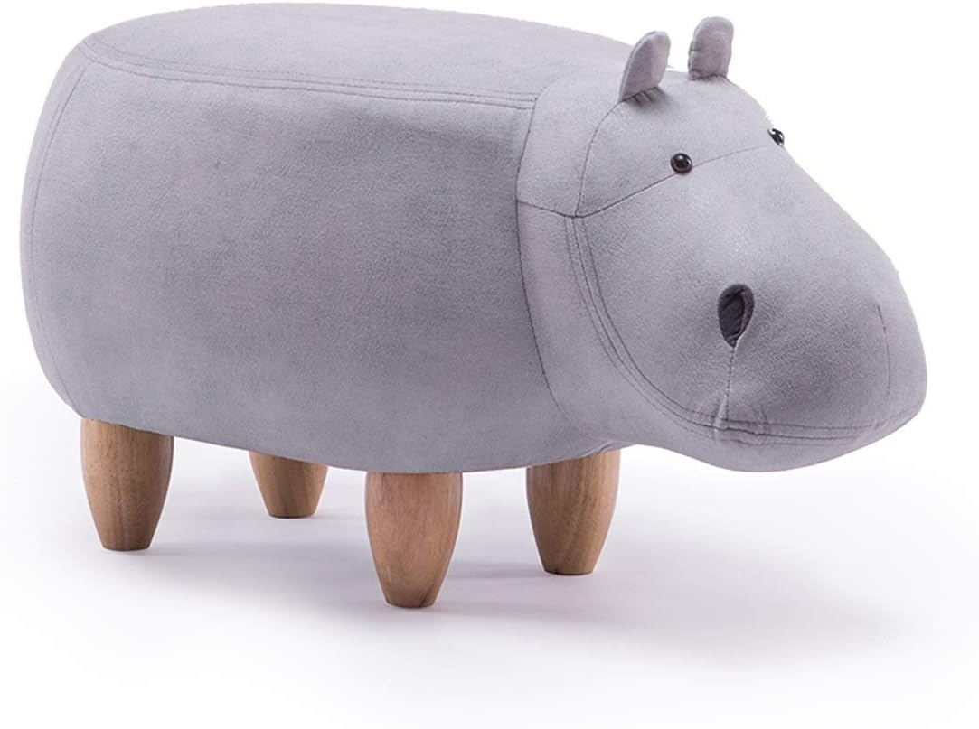 CJH Solid Wooden Footstool Creative Hippo Shoes Stool Sofa Stool Cartoon Store Short Stool Test Shoes Stool Foot Stool White (Size : No storage)