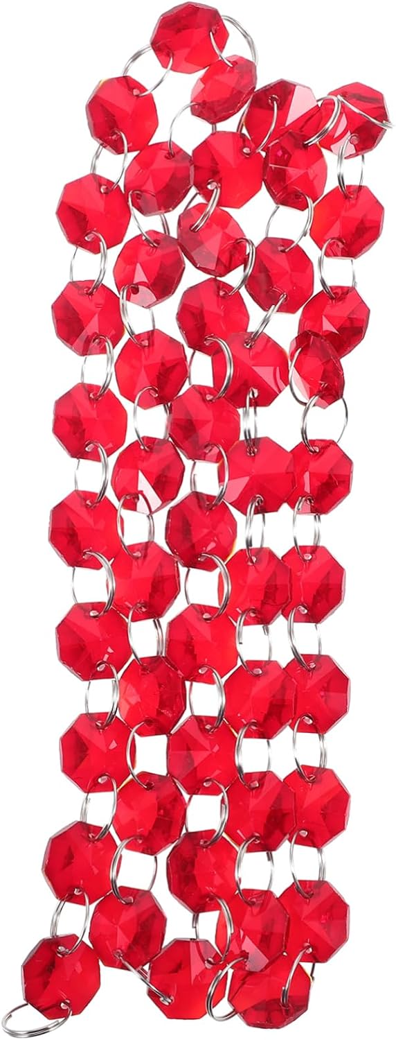 BESTOYARD 3pcs Hanging Octagon Bead Chain for Door Curtain Sturdy Glass Beads String Ornament for DIY Crafts Chandelier Decor