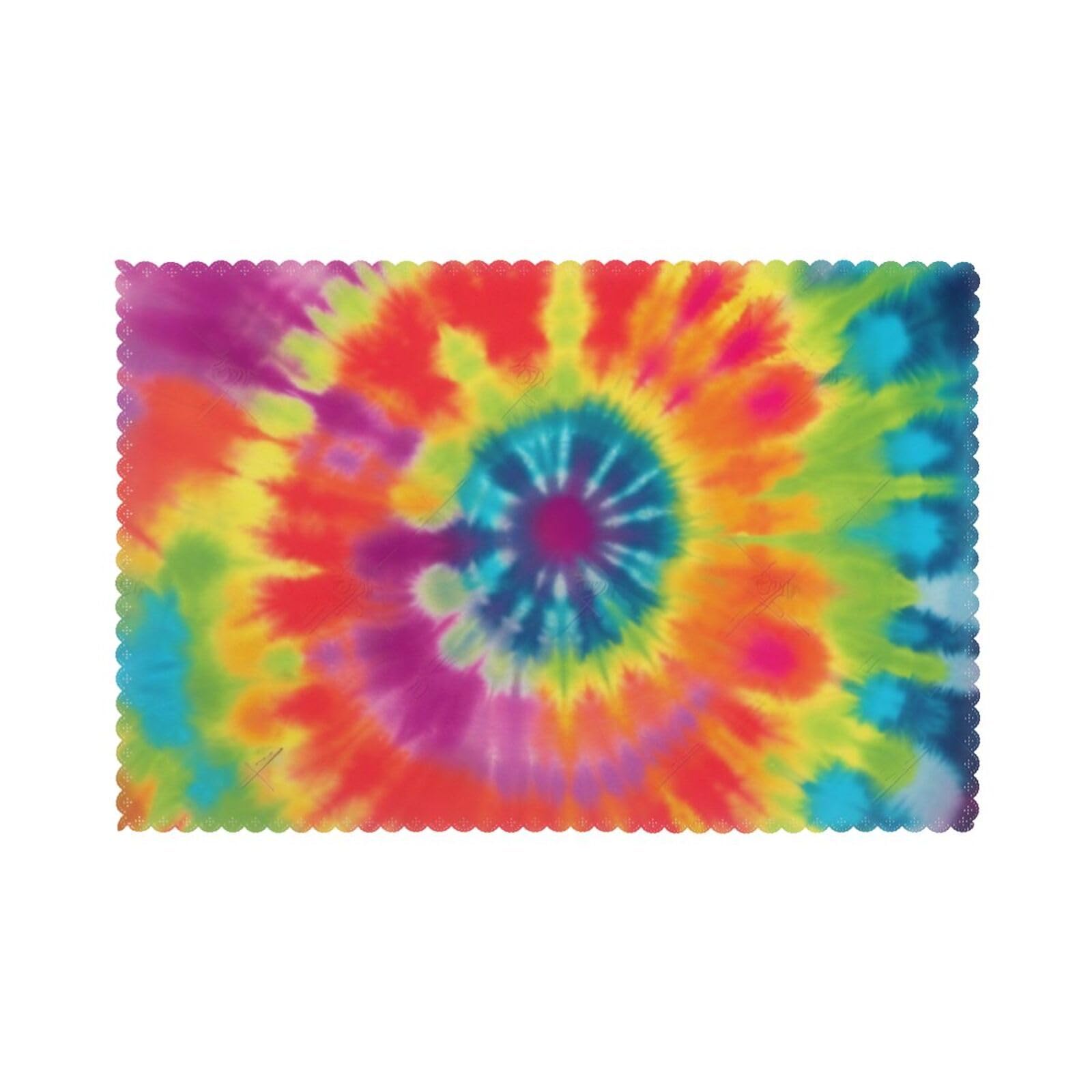 tie dye Rainbow Printed Placemat Heat Resistant Place Mats Set of 6 PCS Washable Kitchen Table Mats, 12x18 Inch