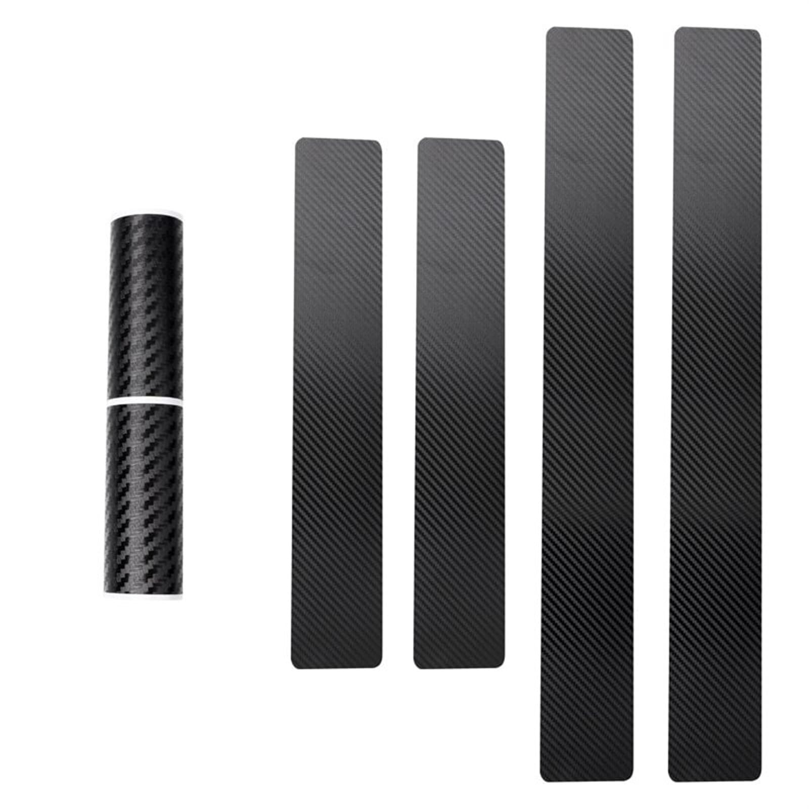 Tira Protectora de Parachoques 4 Pegatinas Negras para Puerta de Coche, Placa Fibra Carbono, para umbral, Cubierta antiarañazos, calcomanía Universal