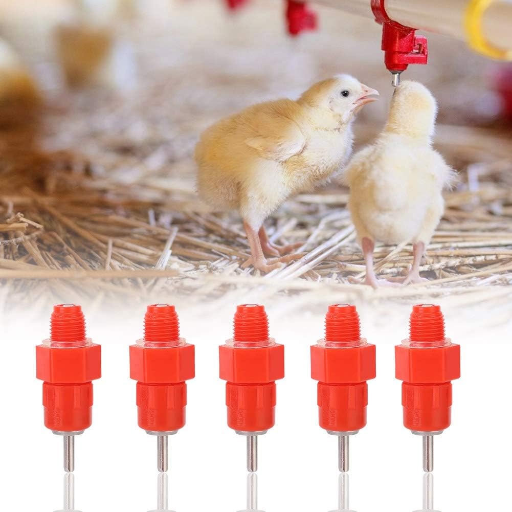 Pssopp 100Pcs Chicken Feeder Nipples, Good Sealing Performance No Leaking and Practical Supply Automatic Water Drinker Poultry Waterer Dispenser Poultry Nipples for Chicken