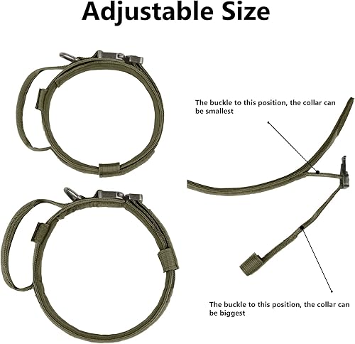 Miniatura 9 de Juego de collar y correa táctica para perro, collar ajustable de nailon para perro con asa y hebilla de metal resistente para perros medianos y