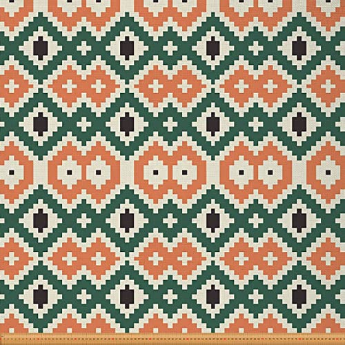 Tela nórdica para tapicería para sillas, tela geométrica africana para tapicería y proyectos de bricolaje en el hogar, 1 yarda, largo 92 x ancho 150 cm, verde naranja