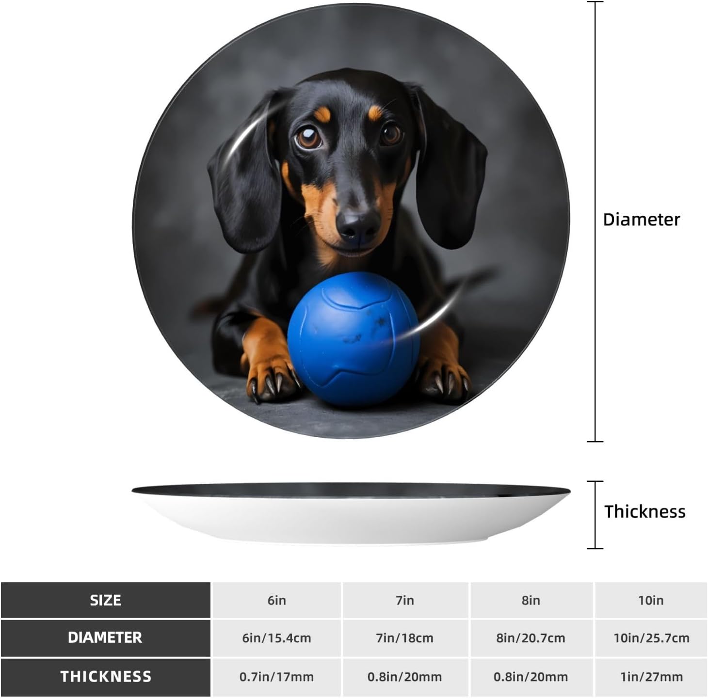 Dachshund Heart Gift Style Ceramic Plate Display Decorative Plate With Stand Wall Hanging Plate For Home Decor 10 Inch