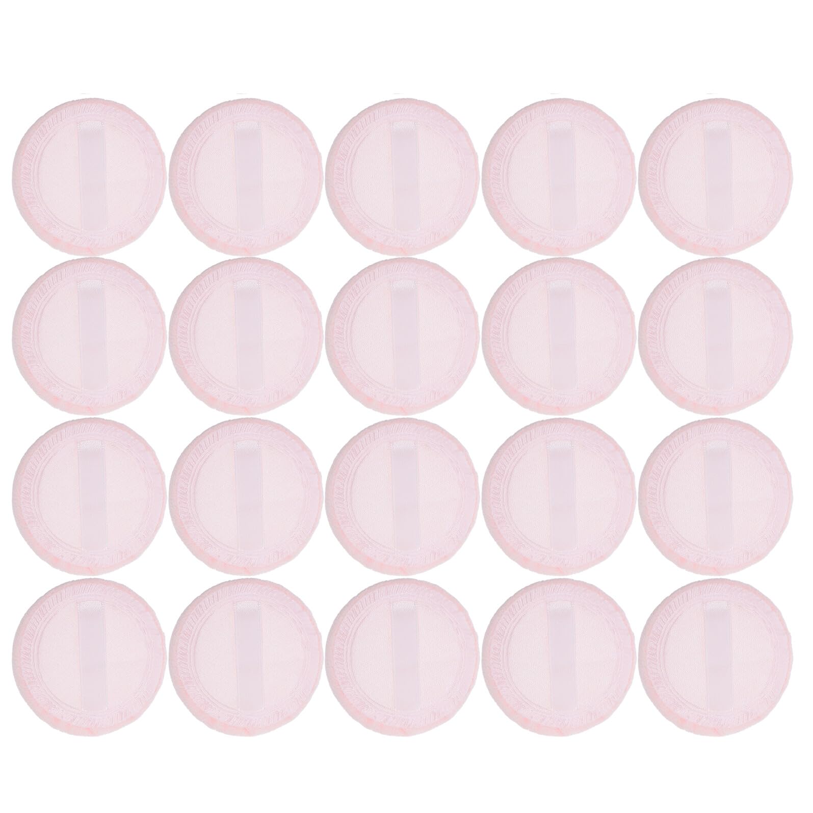 MAGICLULU Lot de 20 Houppettes à Poudre en Velours Doux avec Sangle, 60Mm X 7Mm, Rose, Applicateurs pour Maquillage Visage, Disques de Coton Ronds pour Fixer et Appliquer la Poudre Compacte