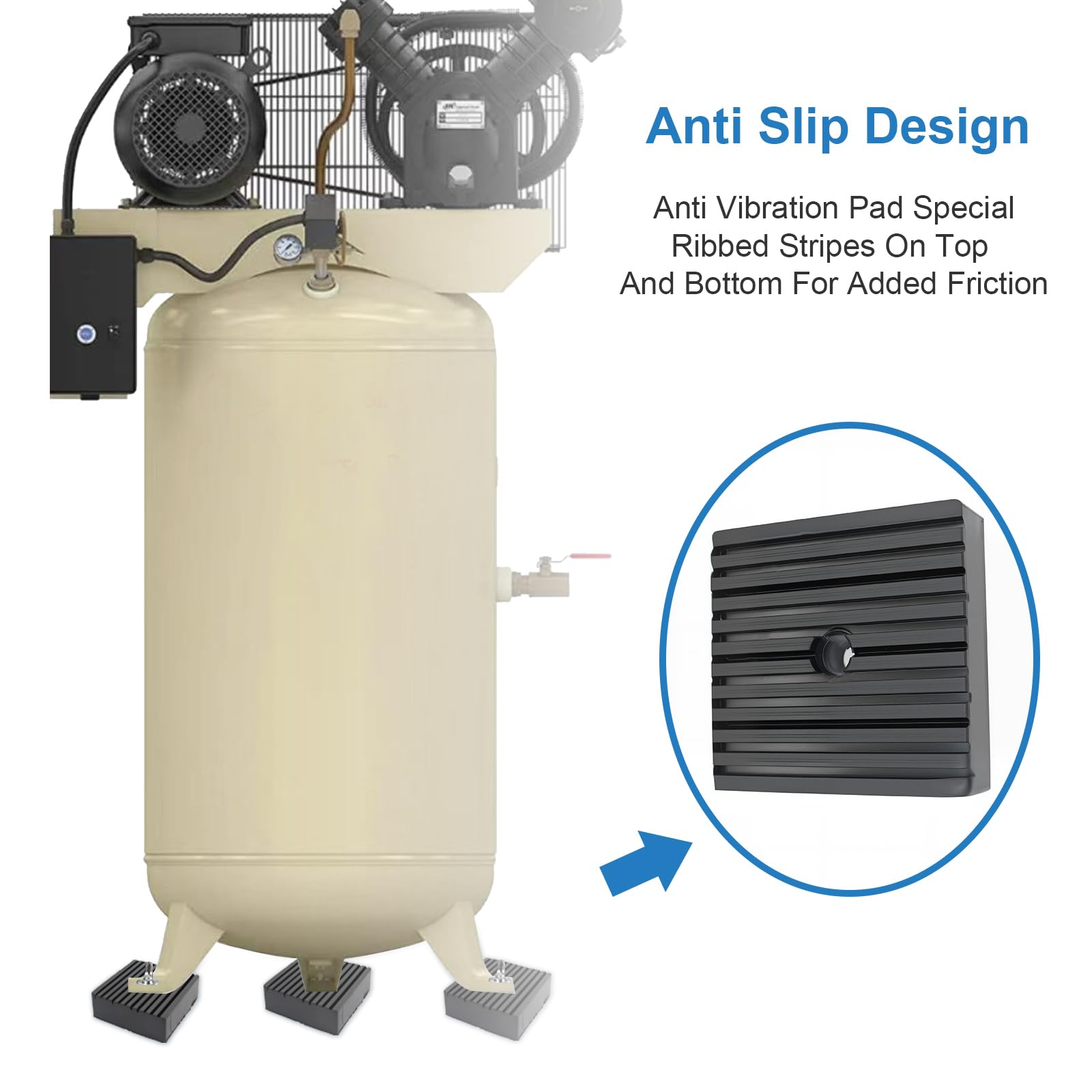 Almohadilla de choque sólida para compresores de aire o equipos de absorción de impactos, almohadillas de aislamiento antivibración de goma sólida, súper resistentes de 4 x 4 x 1 pulgadas, paquete de