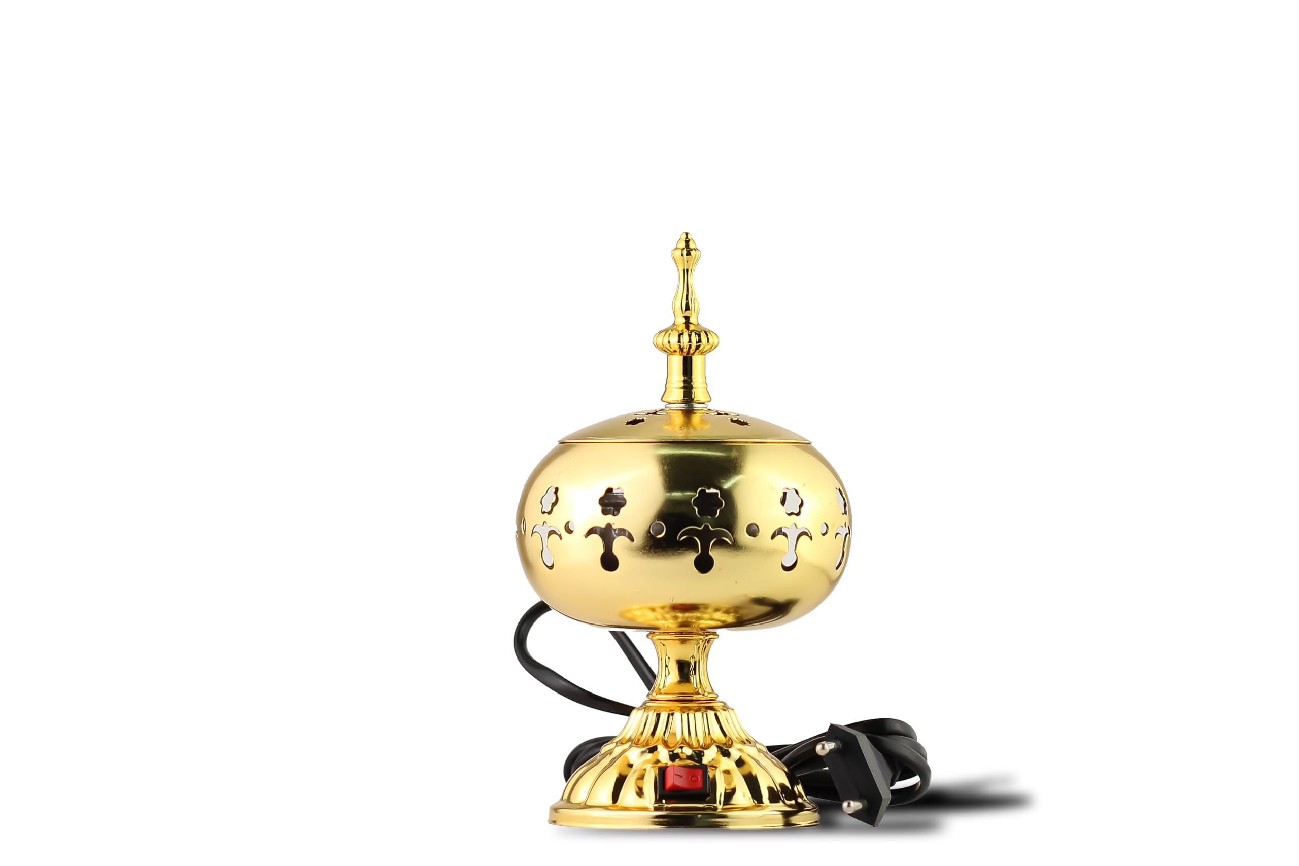 Arabian Electric Incense Burner Metal Vintage Arabic Burner - Electric Bakhoor Incense Holder for Arabian Oud, Home & Hotel Decor (Gold)