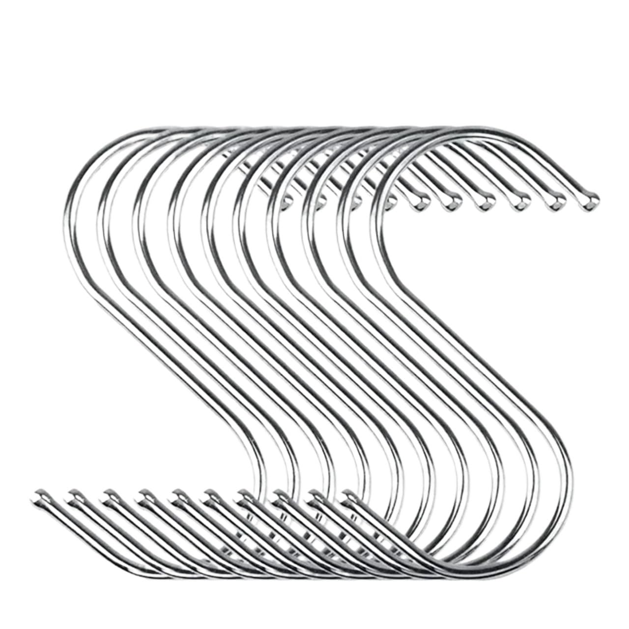 100 ganchos en forma de S acero inoxidable con punta afilada for colgar utensilios carne, ropa y carnicería, cocina repostería para Procesamiento de Carne(L)