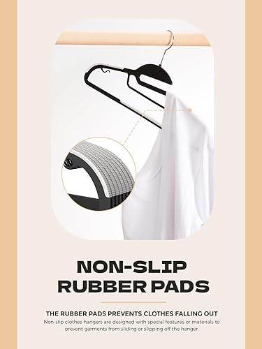 Miniatura 4 de HOUSE DAY Paquete de 50 perchas de plástico resistentes que ahorran espacio, perchas antideslizantes con almohadillas de goma, perchas duraderas