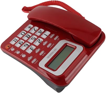 Corded Telephone Landline Telephone with Speaker Voice Recorder, Caller ID Display, Big Buttons, Mute Mode, Dual Interface, Calculator Function, Wired Telephone for Home/Hotel/Office red