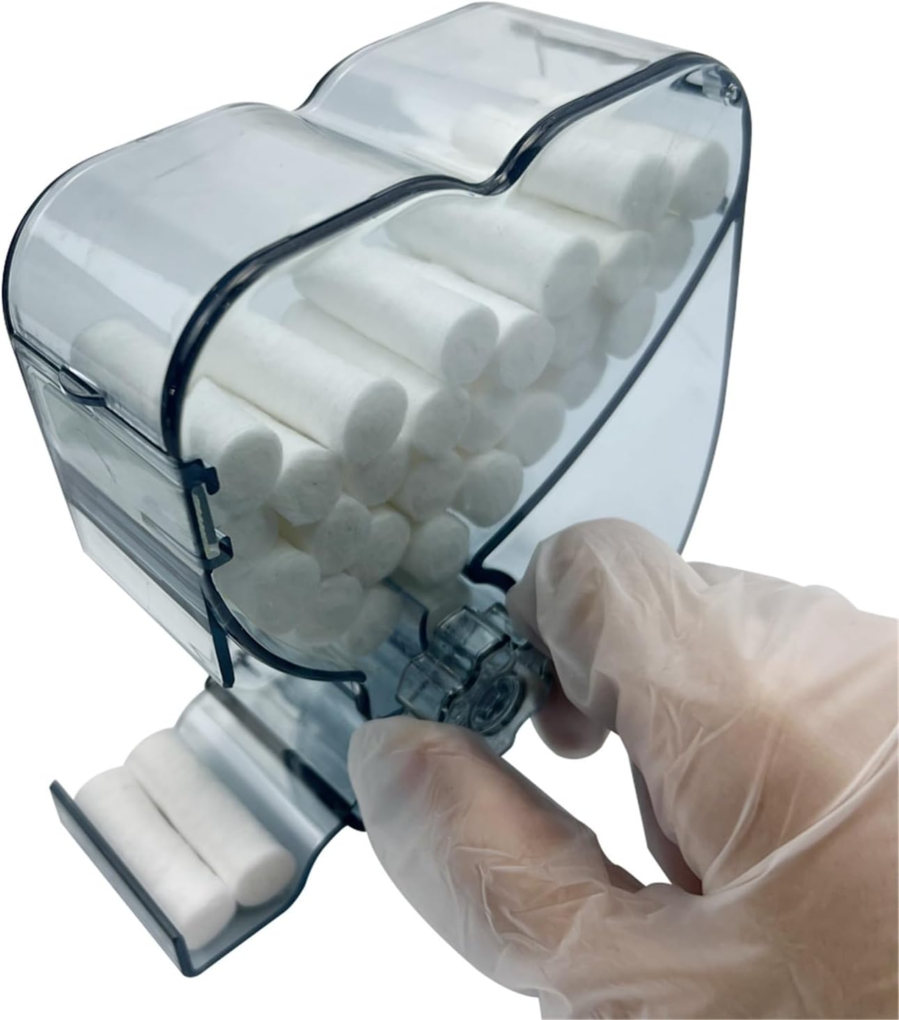 Cotton Roll Dispenser Hygienic Divider Cotton Roll Storage Box Holder Dental Dispenser Rotary Type Tool(Grey)