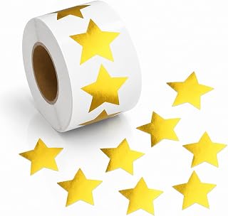 500Pcs Glitter Foil Gold Star Sticker Roll for Classroom Reward Decorations