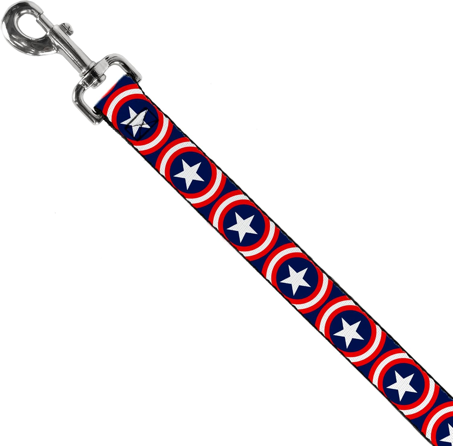 Buckle-Down Pet Leash - Captain America Shield Repeat Navy - 6 Feet Long - 1" Wide