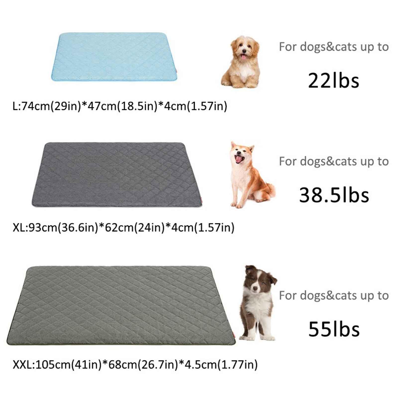 Camas Planas de Viaje Ligeras for Mascotas(Light Gray,XXL)