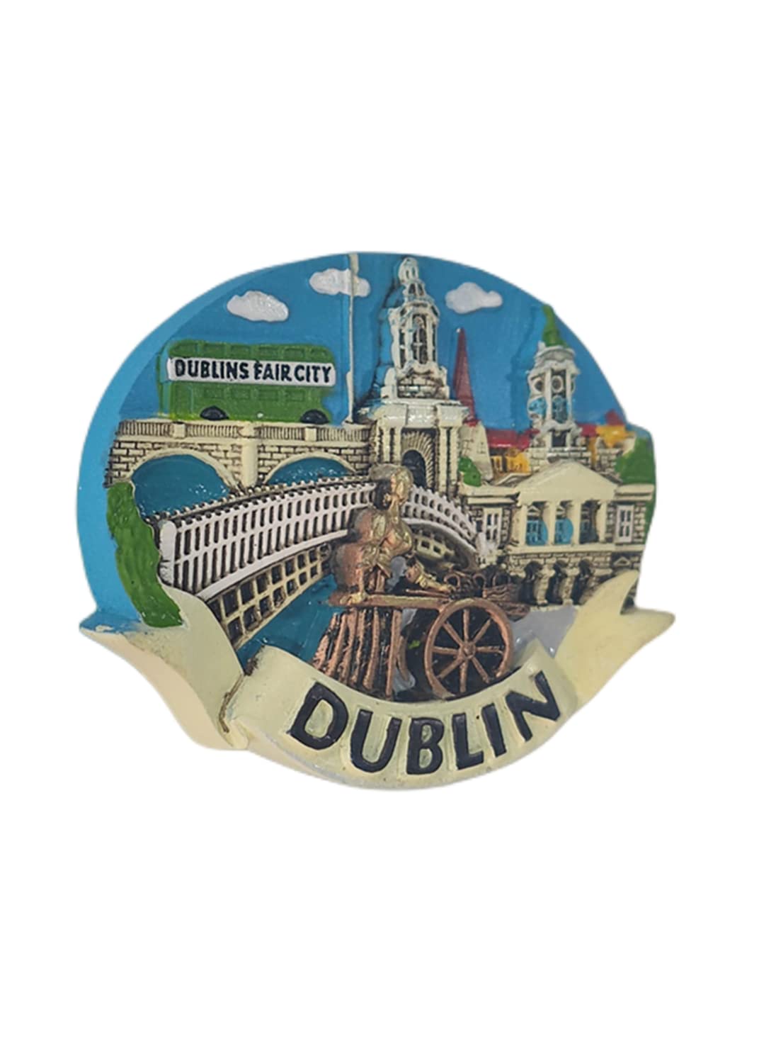 Magnete da frigorifero 3D Dublino Irlanda Dublino in resina fatta a mano, decorazione per casa e cucina
