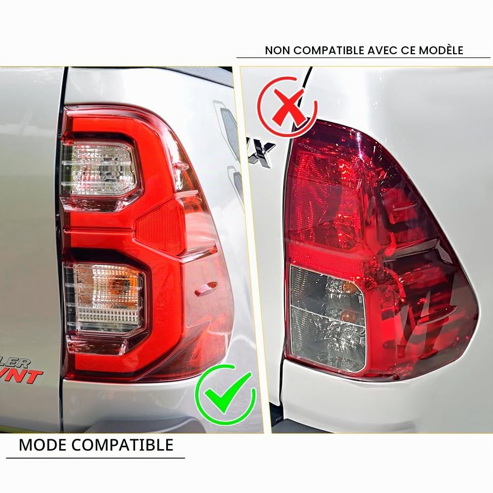 Couvre-rétroviseur pour Toyota Hilux 2021-2025 Modèle Deluxe Invincible x Hilux GR Sport Garniture de lumière ABS