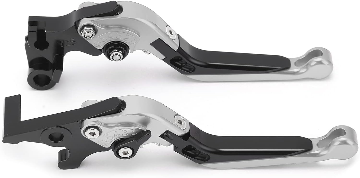 Qiilu Brake Clutch Control, Adjustable Brake Clutch Levers CNC Aluminum Alloy Replacement for MT25 MT‑03 R25 R3 (Sliver)
