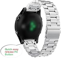Vista 2 de RuenTech Compatible con Garmin Fenix 6/6 Pro/6 Sapphire Band Kit de liberación rápida de acero inoxidable 0.866 in bandas para reloj Fenix 6GPS