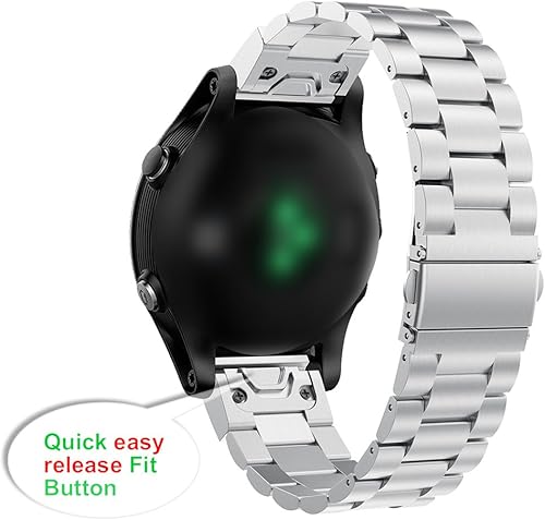Miniatura 2 de RuenTech Compatible con Garmin Fenix 66 Pro6 Sapphire Band Kit de liberación rápida de acero inoxidable 0.866 in bandas para reloj Fenix 6GPS