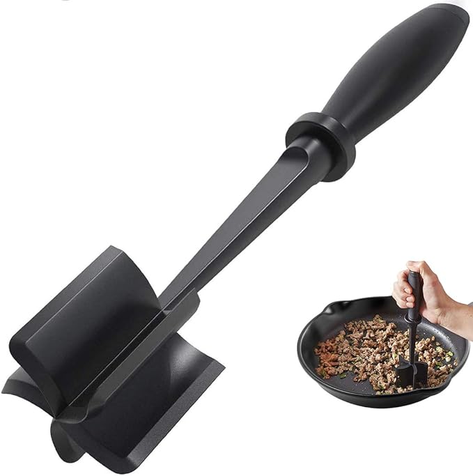 Meat Chopper, Ground Beef Masher with 5 Curve Blade, NonStick Potato