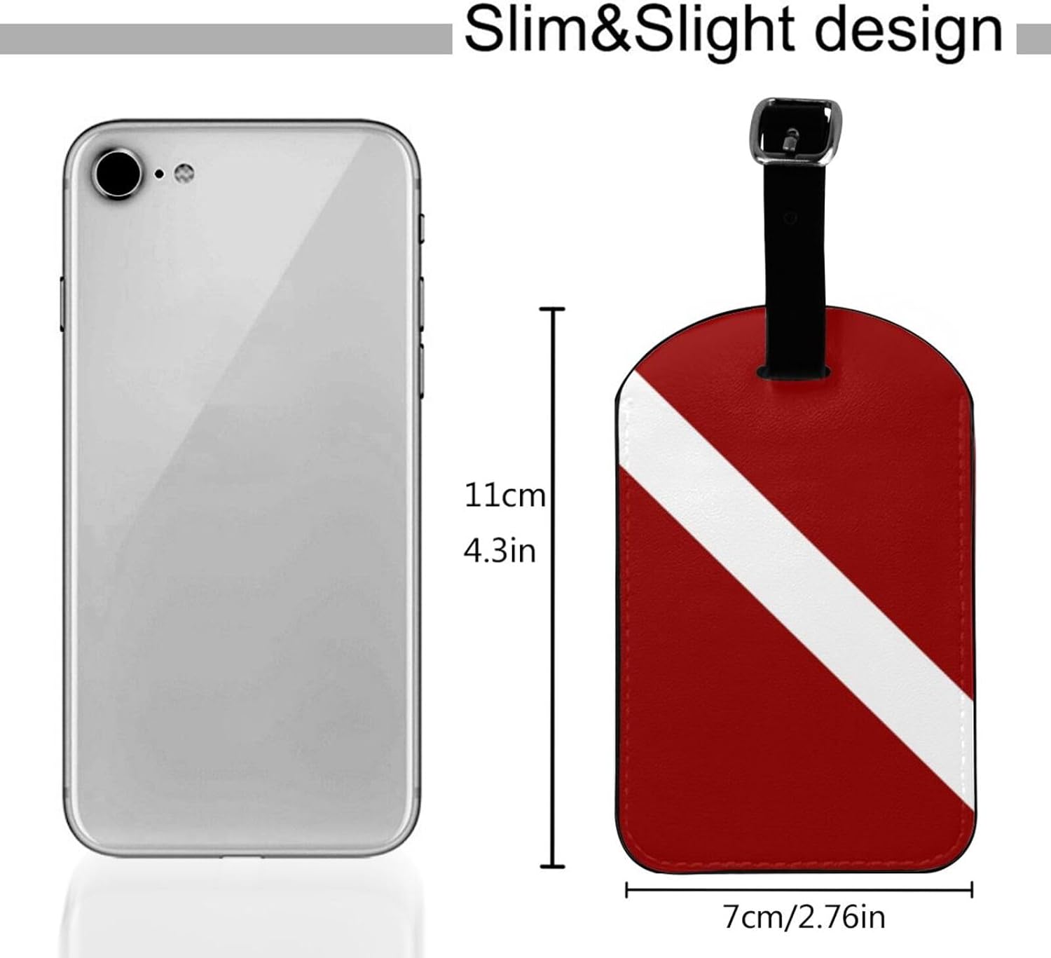Flag Scuba Diver Dive Luggage Tag for Suitcases, PU Leather Baggage Tags Bag Tags Travel Id Label for Luggage Women Men -1 Piece