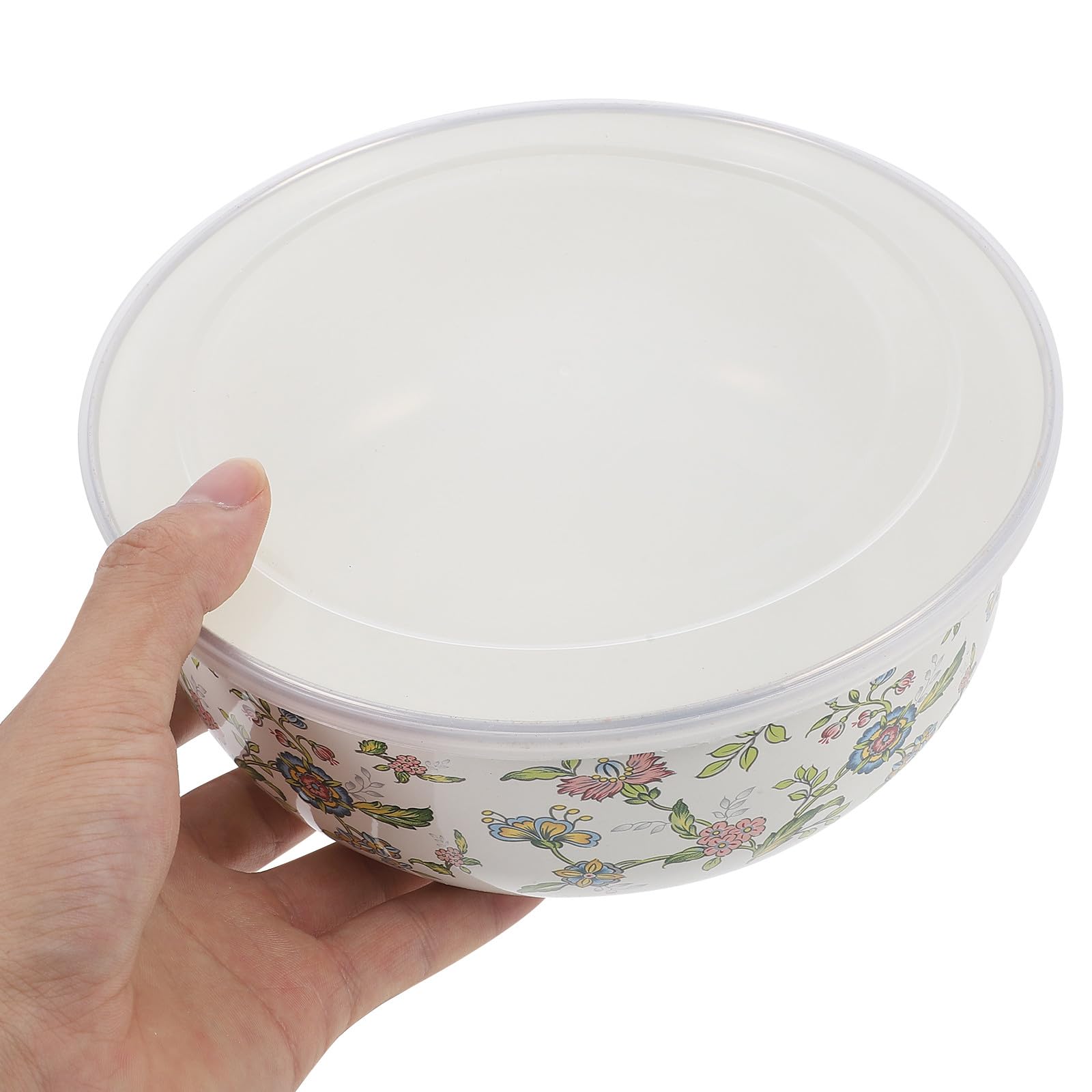 Set di 5 Ciotole Smaltate Vintage con Coperchio per Alimenti
