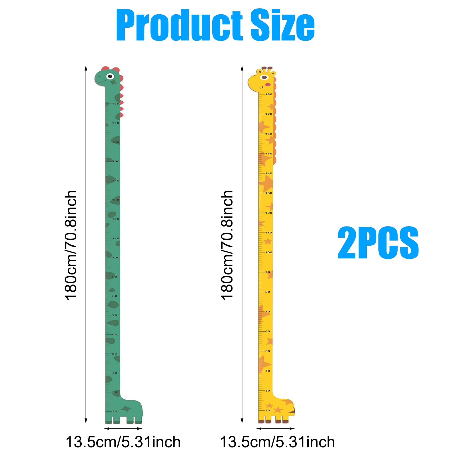 2 Piezas Medidor Altura Niños Pared,20-180 cm Pegatina de Pared para Medir Niño,Medidor de Altura Bebe Autoadhesivo,Tabla de Crecimiento Infantil para Habitaciones Infantiles,Dormitorios,Guarderías — view 3