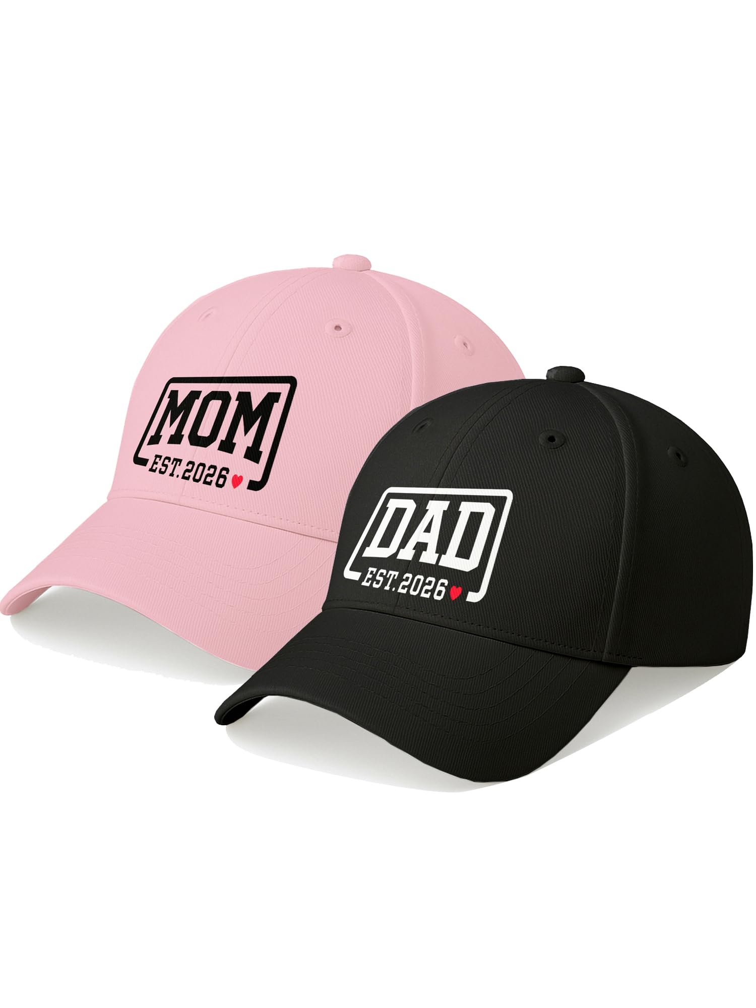 Mom & Dad to Be Caps Combo – Matching Printed Baseball Caps for Couples | Soft Cotton Adjustable Dad Hat & Mom Hat | Pregnancy Announcement, Baby Shower Gift