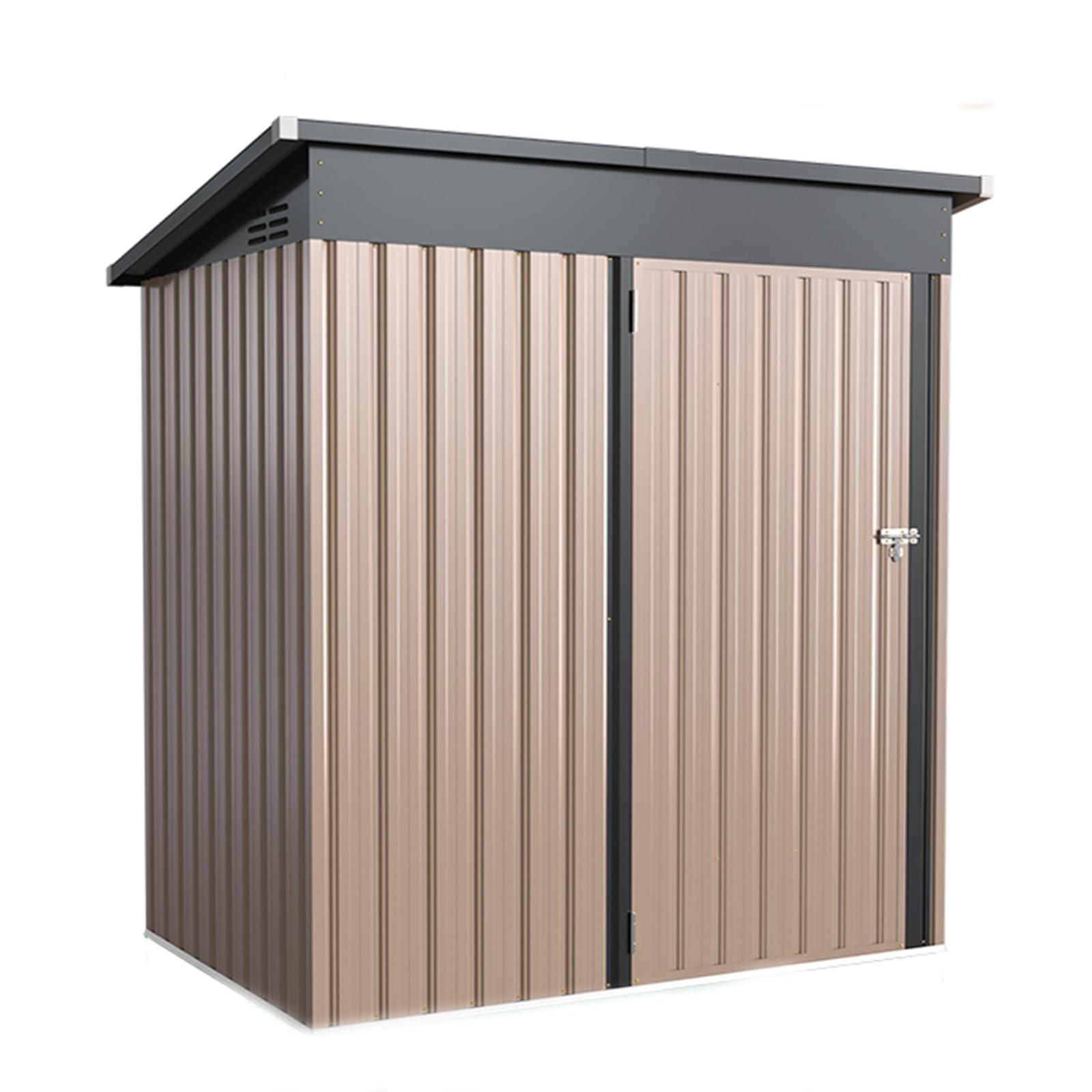YODOLLA 5x3ft Metal Garden Shed, Lockable Door Outdoor Storage Shed, Waterproof Small Storage Box for Backyard Garden - Grey — image 1