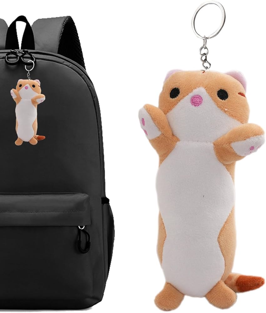Amazon.co.jp: [xiaobanli] 猫のぬいぐるみキーホルダー, 柔らかい長い