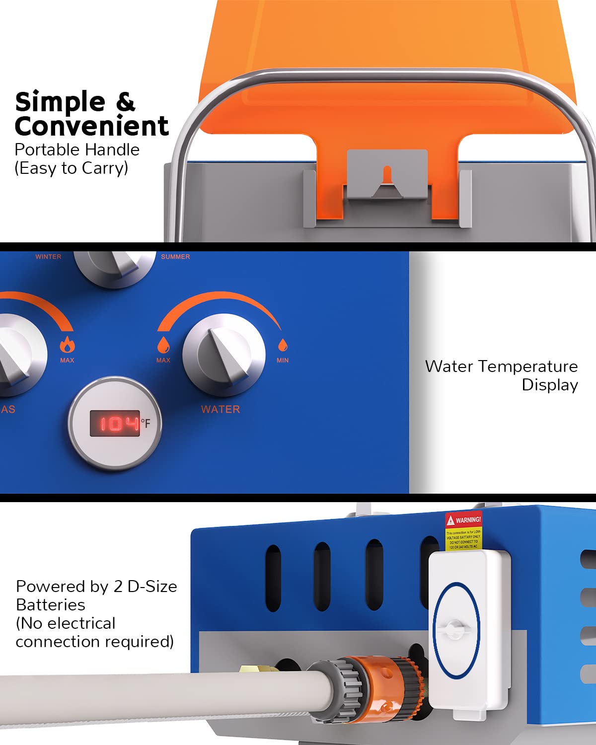 Airthereal 6L 1.58GPM Outdoor Portable Propane Gas Tankless Water Heater,  Instant Propane Water Heater, Overheating Protection, Use for Camping, RV  and Pet Bath, Evenfall series, Blue - Amazon.com