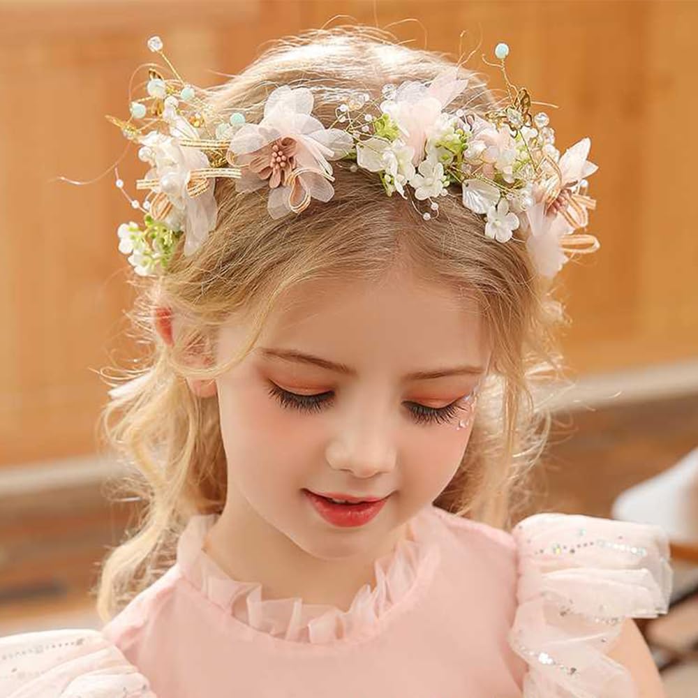 Amazon.com : yuruyi Flower Crowns for Women with Pearl，Gold  display picture 3