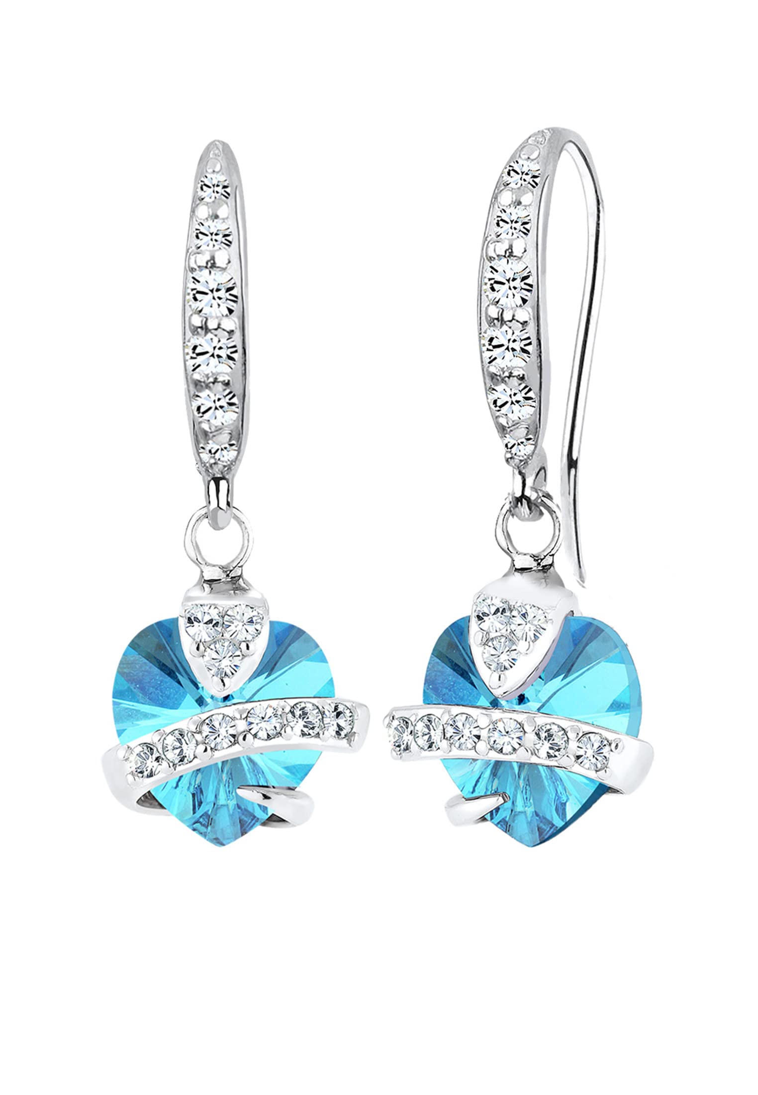 Elli Earrings Earring 925 Sterling Silver Blue Heart Crystals