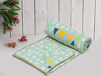 COZY FURNISH Super Soft Brushed Microfiber Cotton 3 Layer Breathable Single Dohar Lightweight Warm Bed Dohar 57X87(Inches) 144X220(CM) Flannel Dohar Throws for Bed, Green| TC - 144