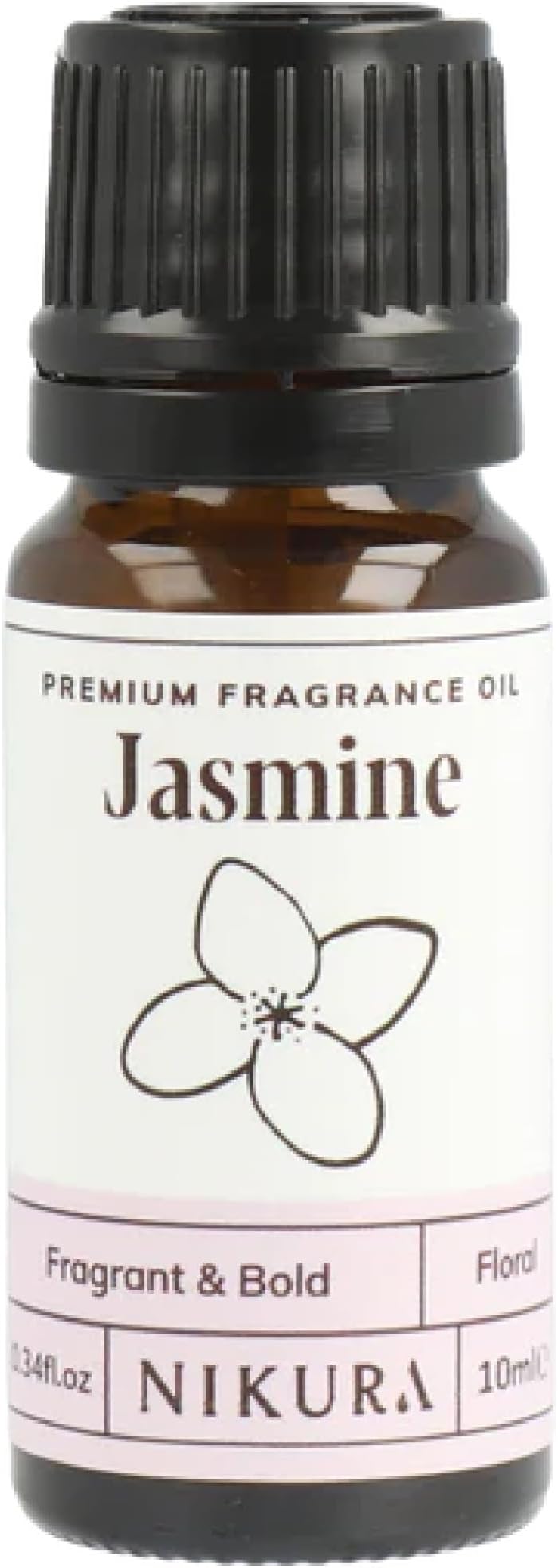 Nikura | Jasmine Fragrance Oil - 10ml | Perfect for Soap Making, Candle Making, Wax Melts, Diffuser | Great for use in Bath Bombs, Perfume Oil, Perfume Scents, Potpourri | Vegan & UK Made