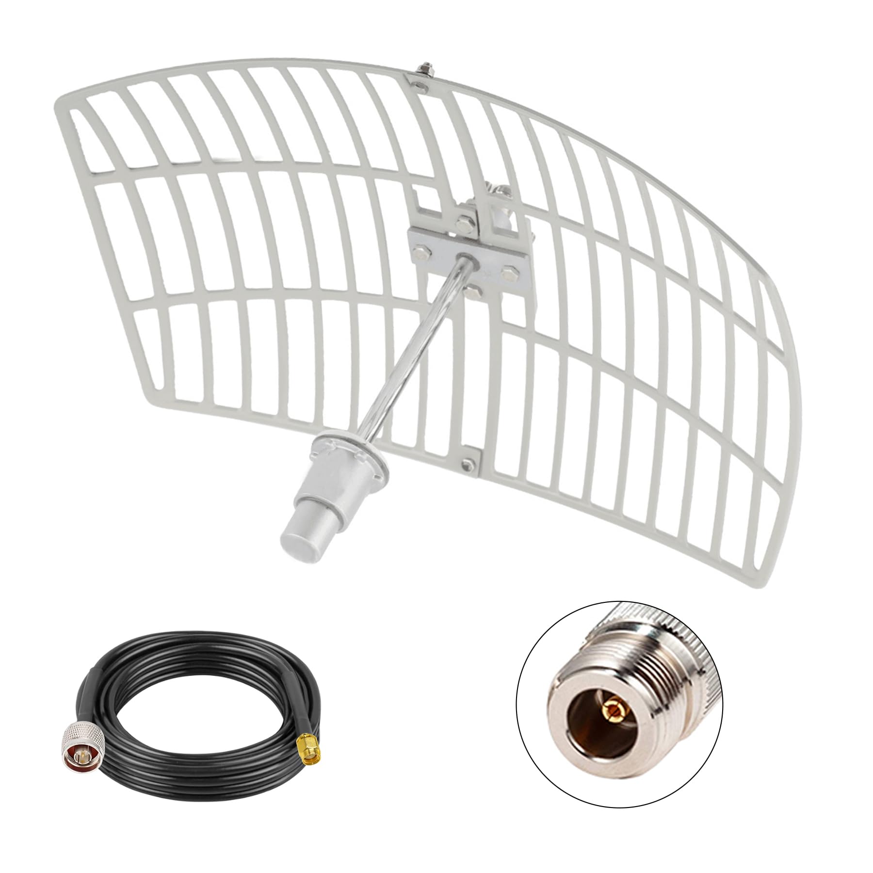 Antenne parabolique extérieure 5,8 GHz 5 GHz (5150-5850 MHz) WiFi extérieur directionnel haut gain 24 dBi parabolique avec câble RP-SMA de 4,9 m