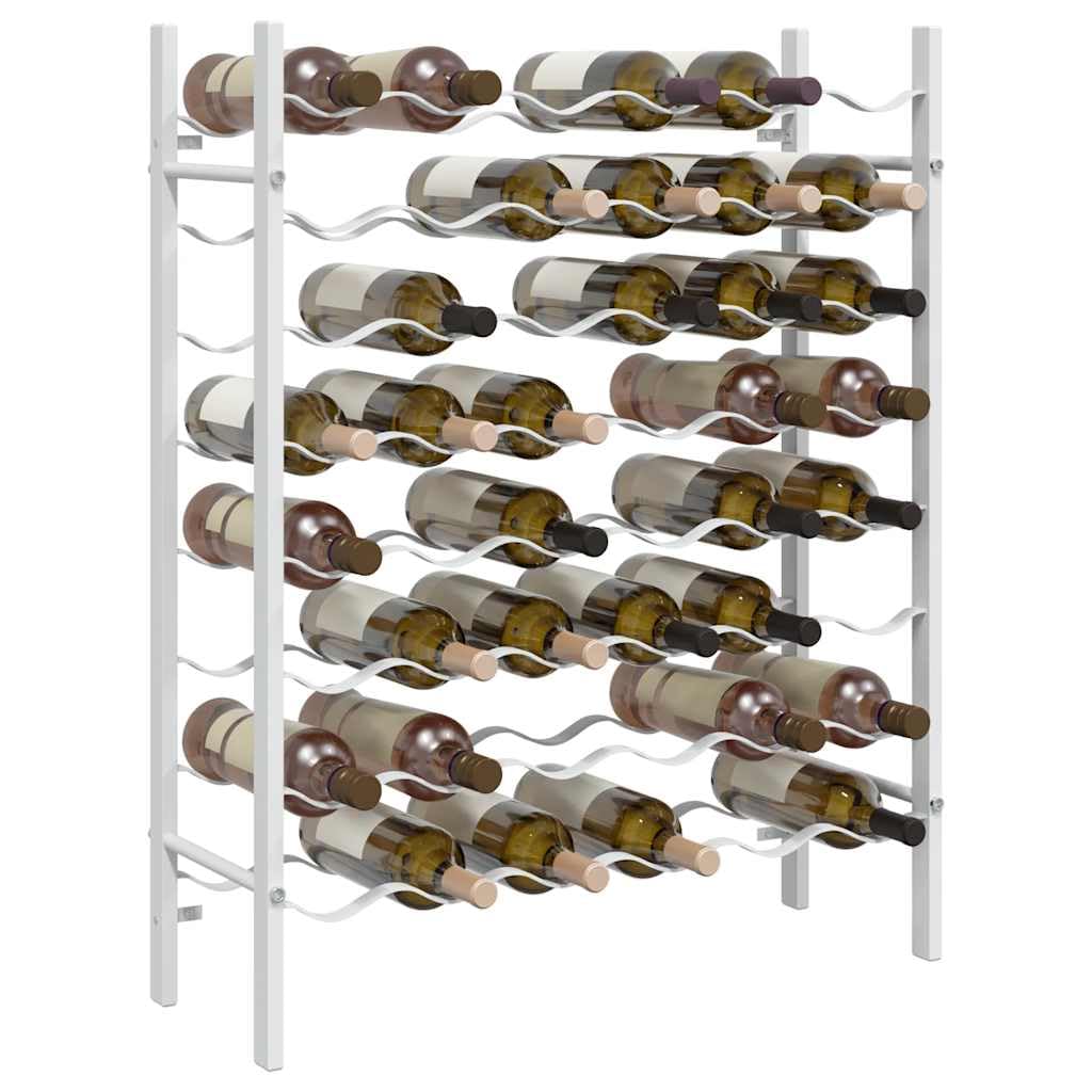 Weinregal für 48 Flaschen Weiß Metall freistehend mit 8 Ebenen, flaschenhalter für Küche, Esszimmer, Speisekammer, barregal zur Ordnung und lagerung von weinflaschen