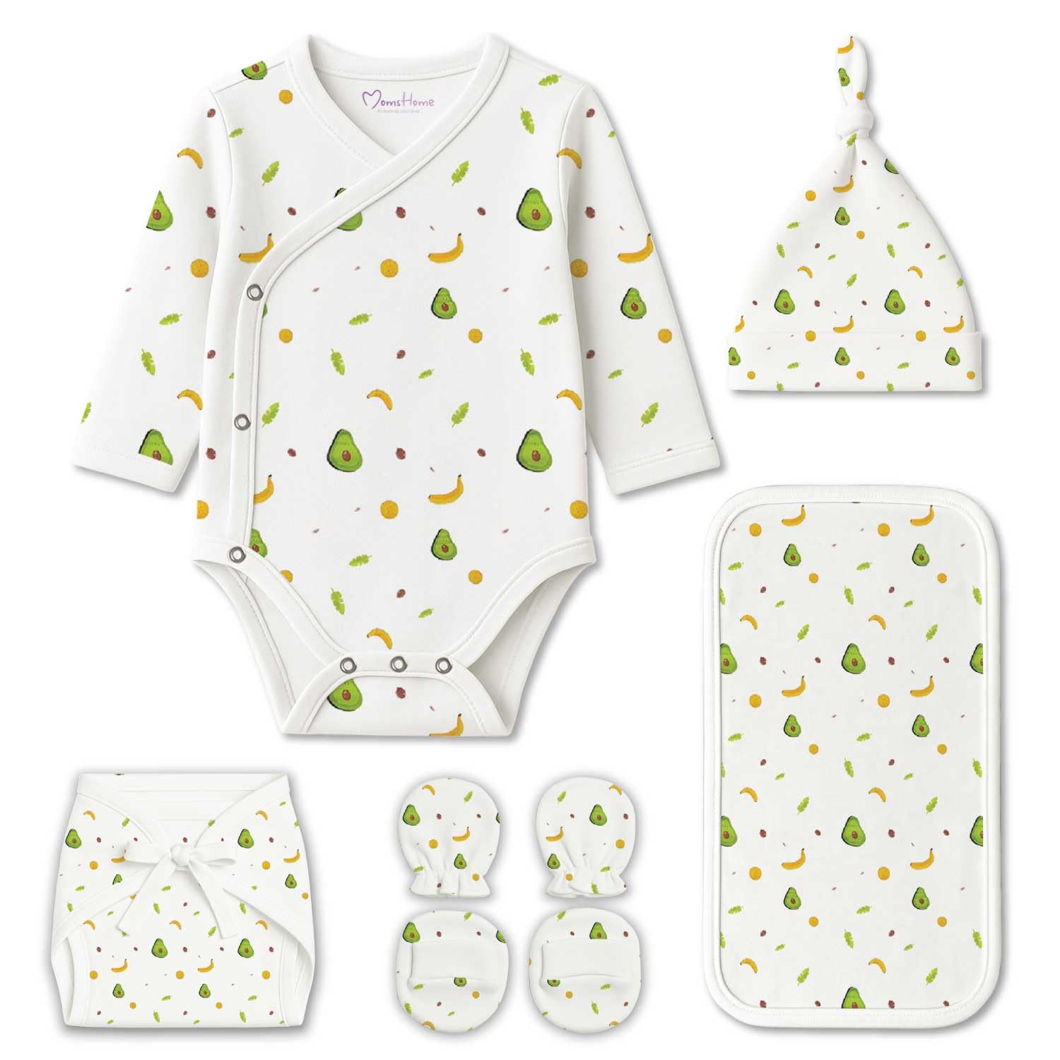 Organic Cotton Baby Clothing Set | Baby Essential Clothes For Newborn | Baby Shower Gift Hamper | 0-6 Months | Avocado | Pack of 6-image-42