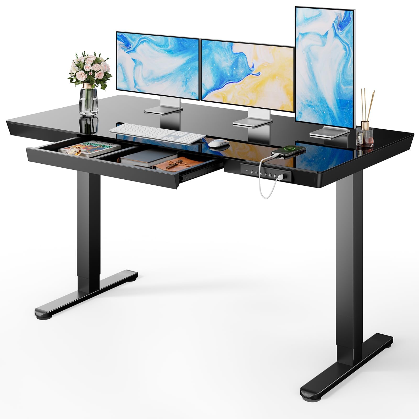 Amazon.com: Marsail Glass Standing Desk with Drawer,55 x 28