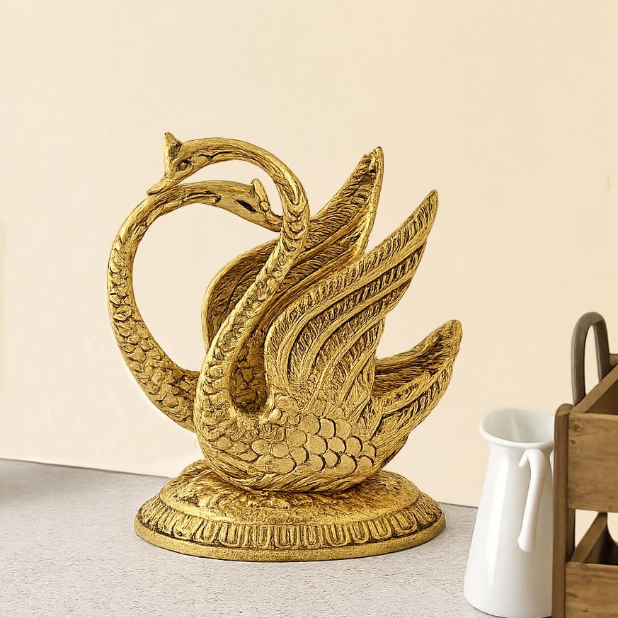 Image of Craftam Oxidized Metal Swan Napkin Holder with 100 Tissues, Golden Duck Shape Tissue Paper Stand for Dining Table Decor, Decorative Metal Serviette Holder for Home, Hotel & Restaurant (10 x 7 x 10 cm)