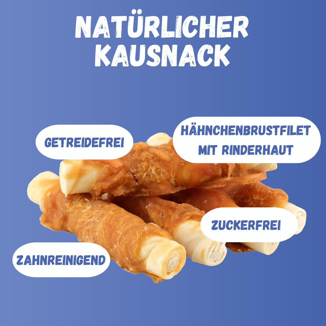 Top Dog Kaurolle mit Huhn, 5 Stück im Beutel – zuckerfreier Kausnack für Hunde (10x 5 Stück)