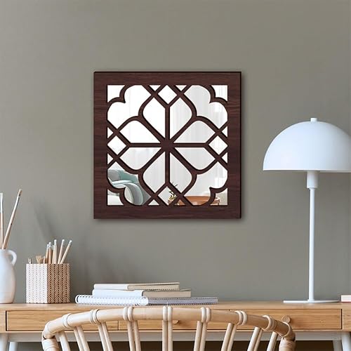 Miniatura 8 de 2 piezas de superficie de espejo de granja, decoración de pared de madera, decoración rústica para el hogar, decoración colgante autoadhesiva para