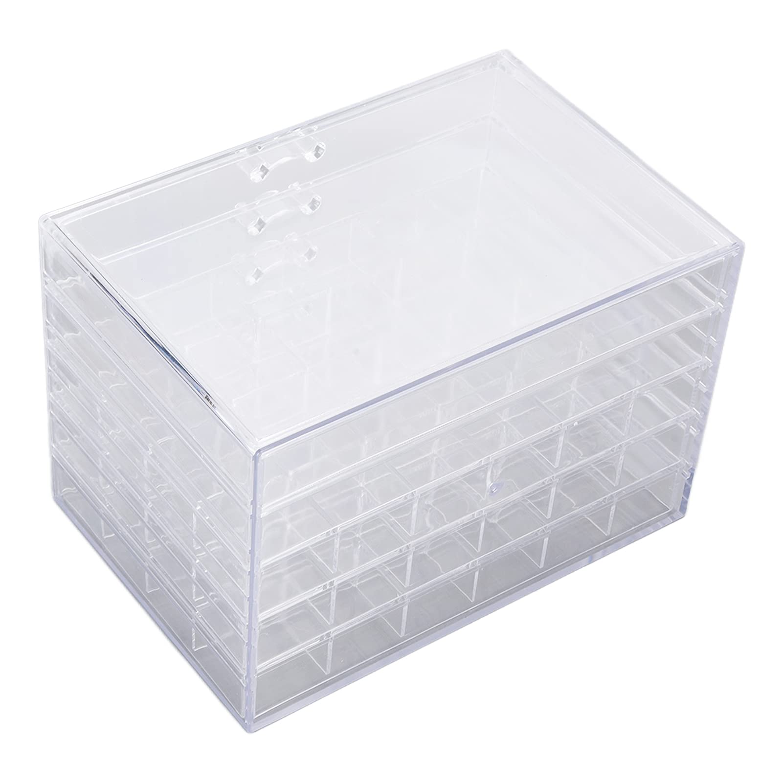 5 Layer Nail Art Storage Box | Crystal Clear Acrylic Organizer Ends Mess | Transparent Jewelry Box for Home/Bedroom/Vanity | Sturdy Drawer with Handle, Large Capacity
