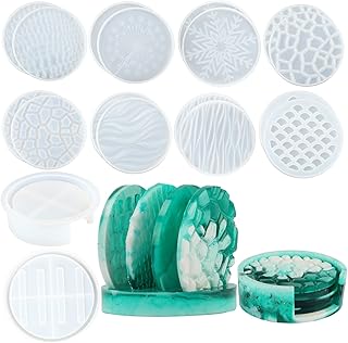 18PCS Coaster Resin Molds, Coaster Silicone Molds for Epoxy Resin with Storage Box Mold, Upgraded Coaster Molds for Resin Casting, Epoxy Resin Molds for DIY Resin, Cups Mats, Home Decoration